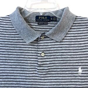 POLO Ralph Lauren Men's Pima Soft Touch Size XL Polo Shirt Gray Stripe S/S
